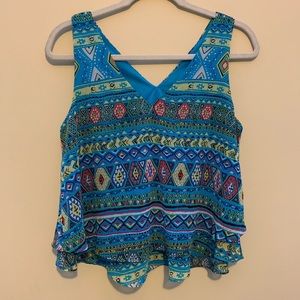 Blue tribal tank top